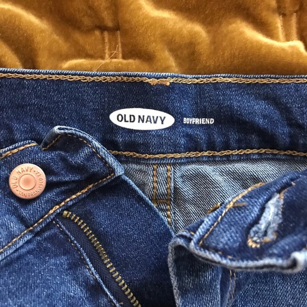 Old Navy Boyfriend Seamed Cutoff Denim Jean Shorts Dark wash stretch Cutoffs 8 - Picture 9 of 11